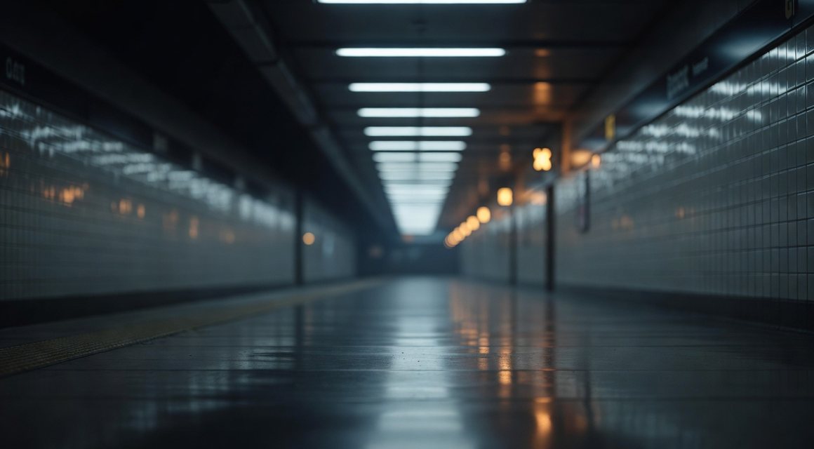 야간 지하철 승강장 이미지 — 밤의민족 접속 노선 안내